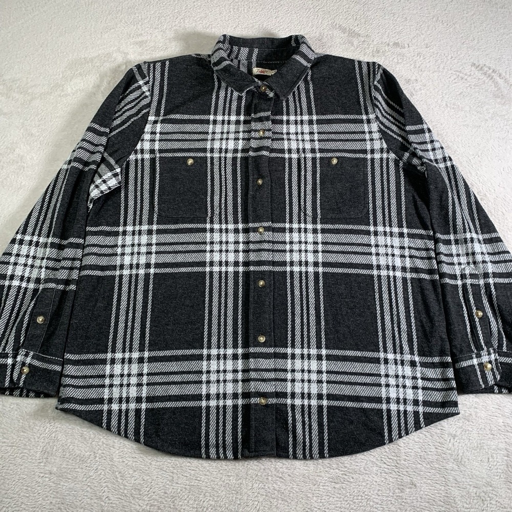 Faherty Legend Sweater Shirt Womens XL Outer Limits Plaid Flannel‎ Gray Casual